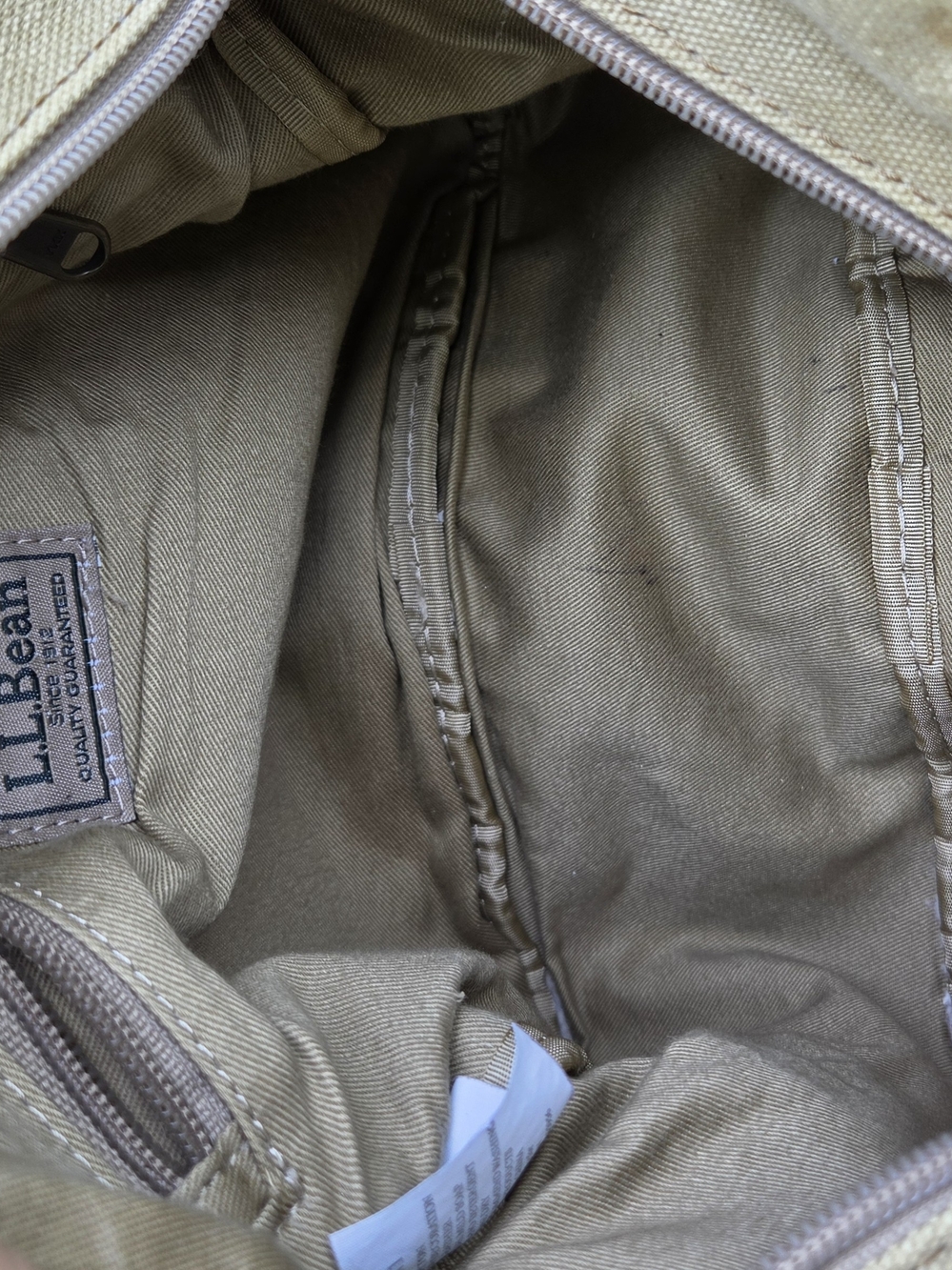 L.L. Bean Beige Canvas Messenger with Tan Leather Trim - Picture 6 of 16